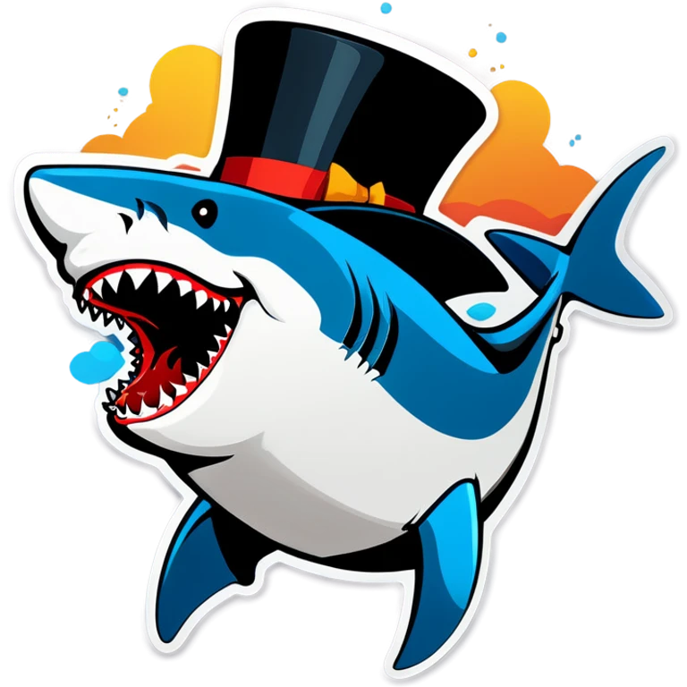 Shark with a top hat emoji