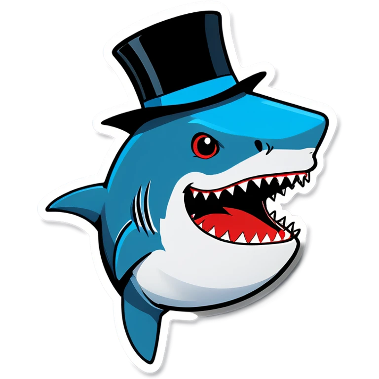 Shark with a top hat emoji
