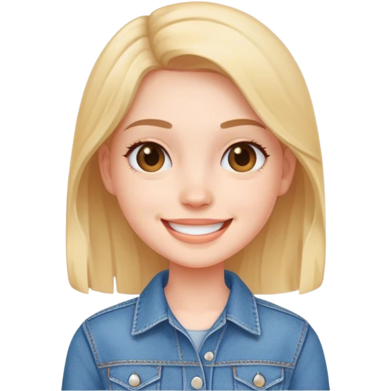 smiling girl in denim outfit emoji