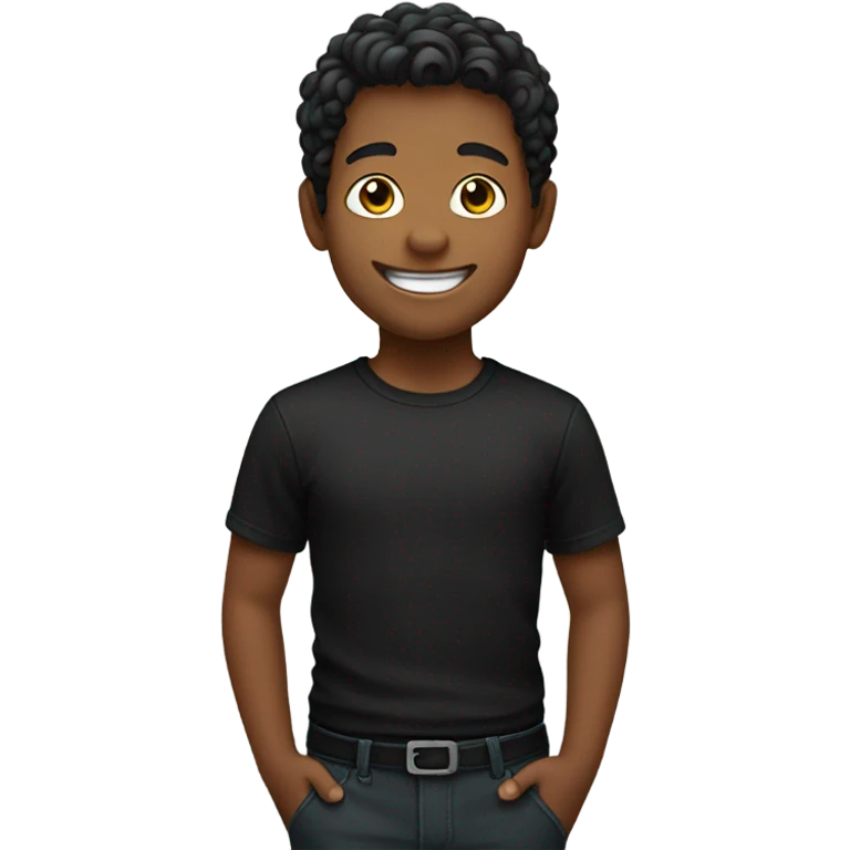 smiling boy in black shirt emoji