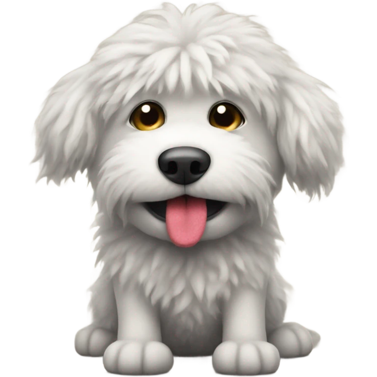 Fluffy dog with sock in mouth emoji