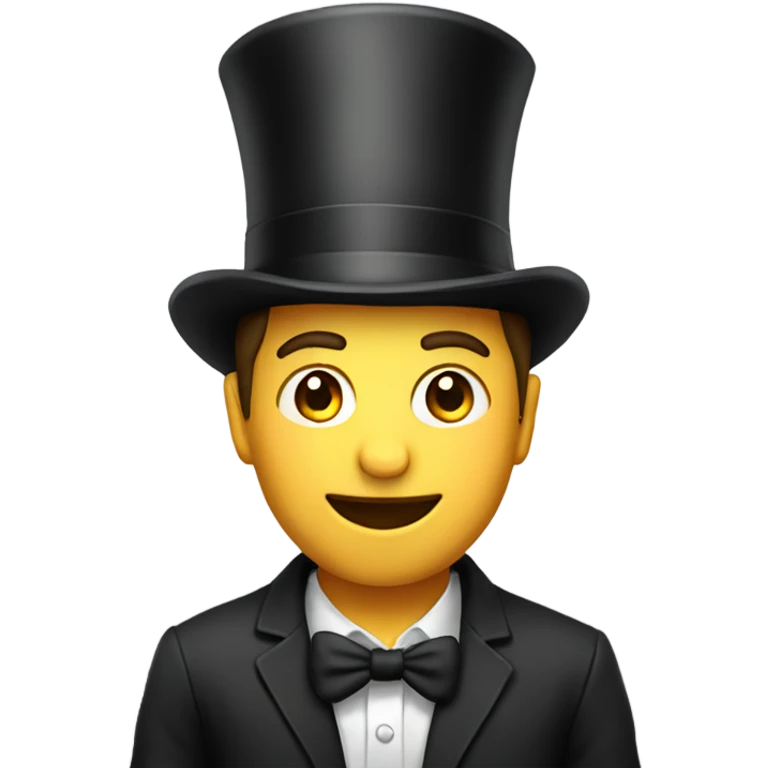 casual indoor male portrait with top hat emoji