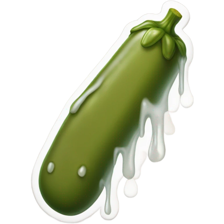 Tanned skinny long pickle with white paint dripping emoji