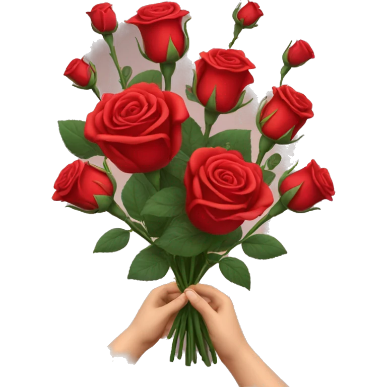 Red roses bouquet with givig hand  emoji