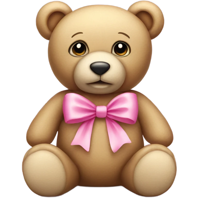 Beige teddy bear with pink bow on its head  emoji
