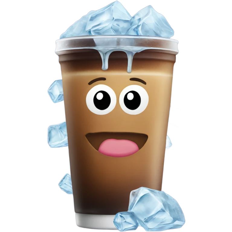 Kissy face surrounded by ice coffee emoji