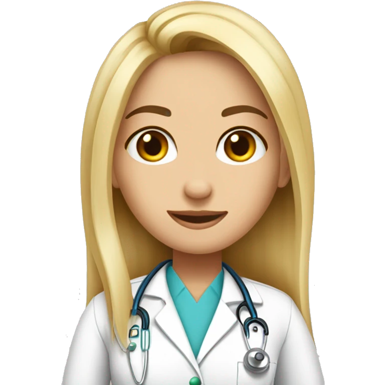 doctora joven rubia cabello largo ojosazules emoji