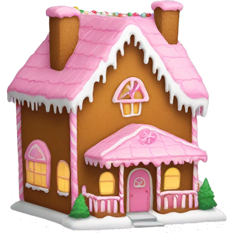A pink gingerbread house emoji