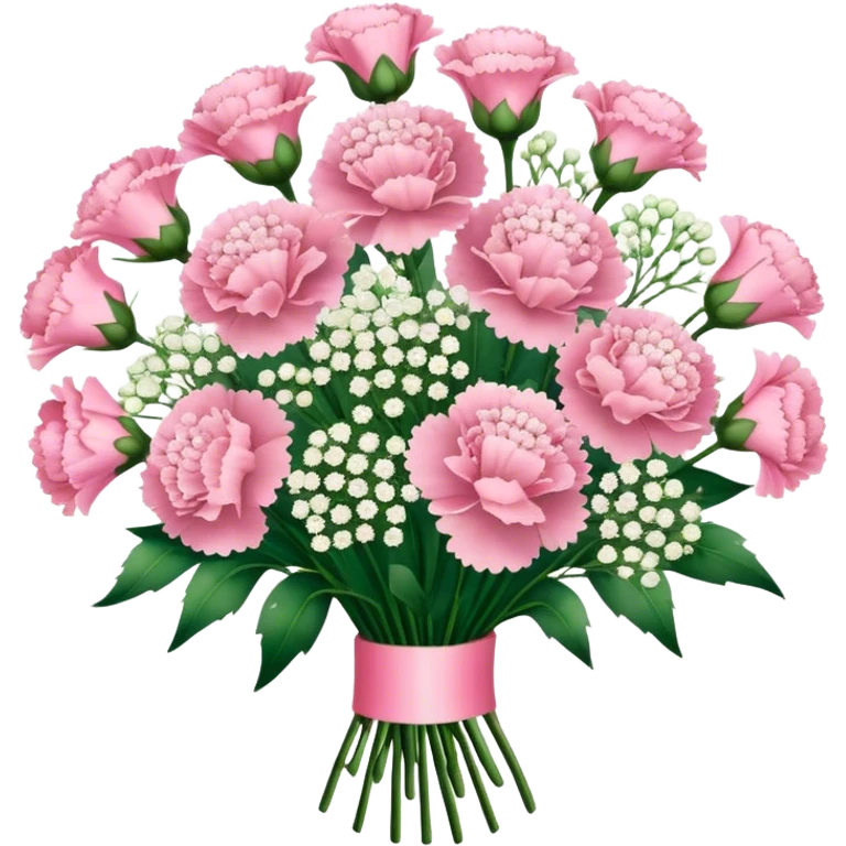 babies breath flower and carnations bouquet emoji