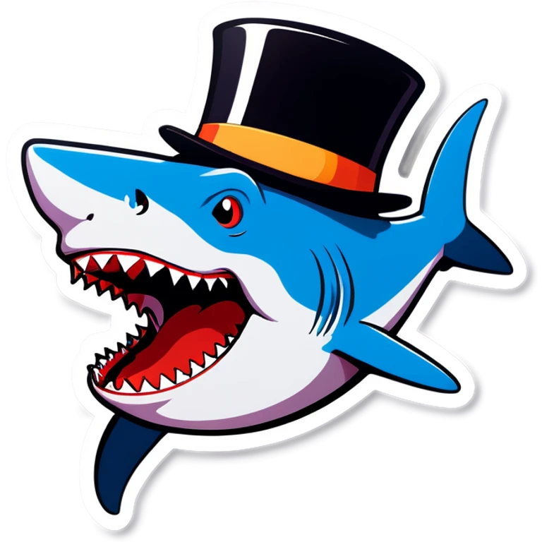 Shark with a top hat emoji