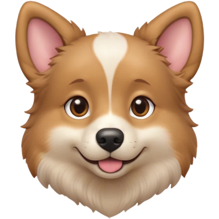 Cinematic Cute Domestic Dog Portrait Emoji, Head tilted playfully and inquisitively, with a delightfully fluffy, friendly build and a characteristically charming face featuring a soft snout and perky ears, accentuated by a glossy coat and round, sparkling eyes full of mischief, Simplified yet irresistibly adorable features, highly detailed, glowing with a warm, friendly glow, high shine, affectionate and lively, stylized with a touch of whimsical cuteness, soft glowing outline, capturing the essence of a mischievous yet loving dog that feels like it could bound out of the screen into your arms! emoji