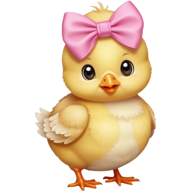 Baby chick with pink bow emoji