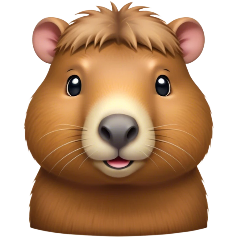 Cinematic Cute Capybara Portrait Emoji, Head tilted playfully and inquisitively, with a delightfully fluffy, rounded form accented by soft, inviting fur and round, sparkling eyes full of charm, Simplified yet irresistibly adorable features, highly detailed, glowing with a warm, friendly glow, high shine, affectionate and lively, stylized with a touch of whimsical cuteness, soft glowing outline, capturing the essence of a mischievous yet loving capybara that feels like it could tumble out of the screen into your arms! emoji
