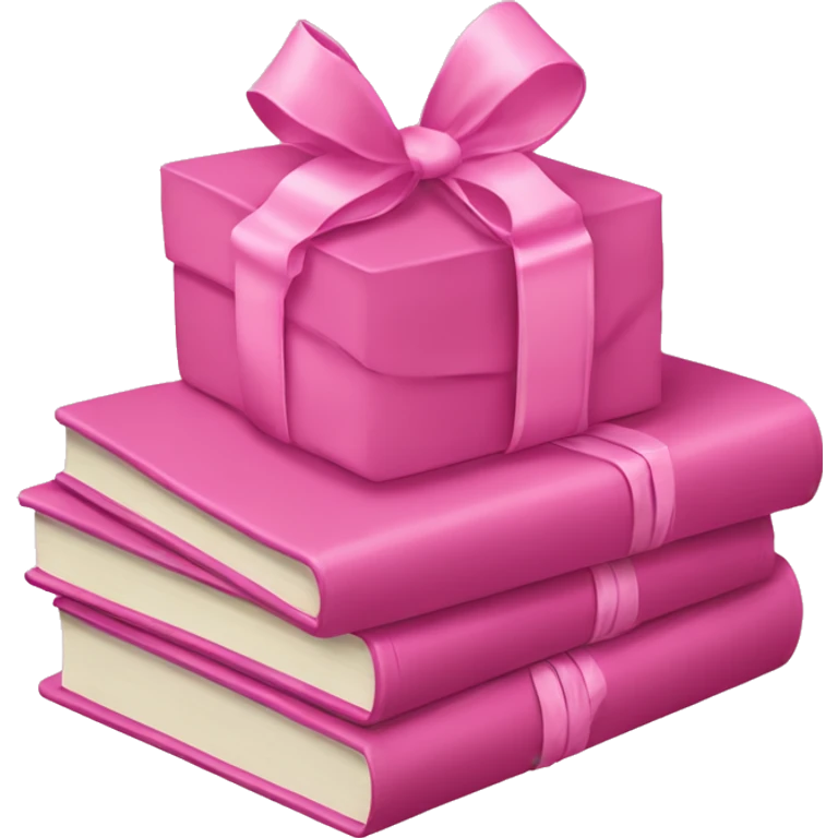 Pink Books stacked up and tied together by a pink bow emoji