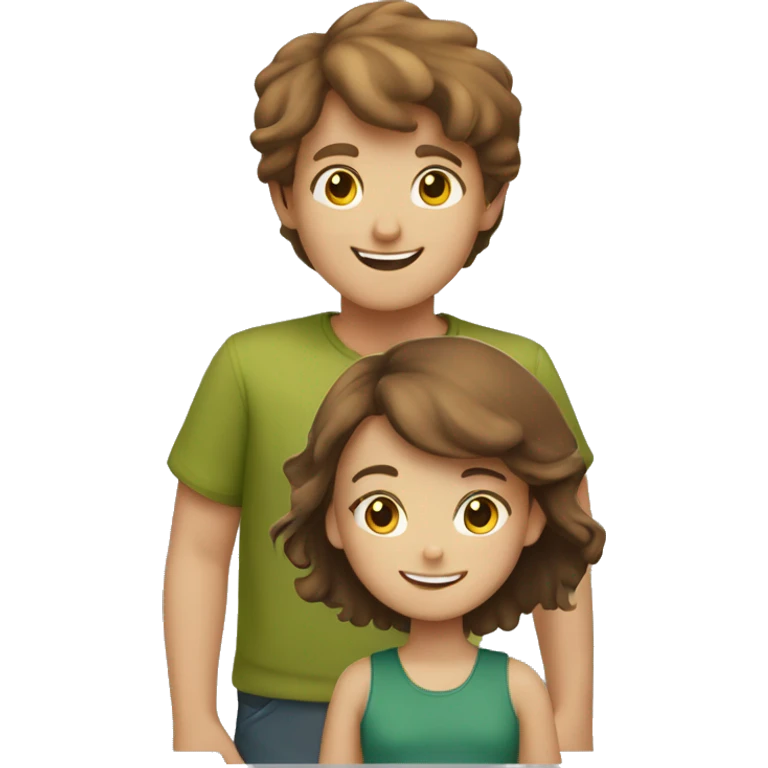 cheerful girl and boy with brown hair outdoors emoji