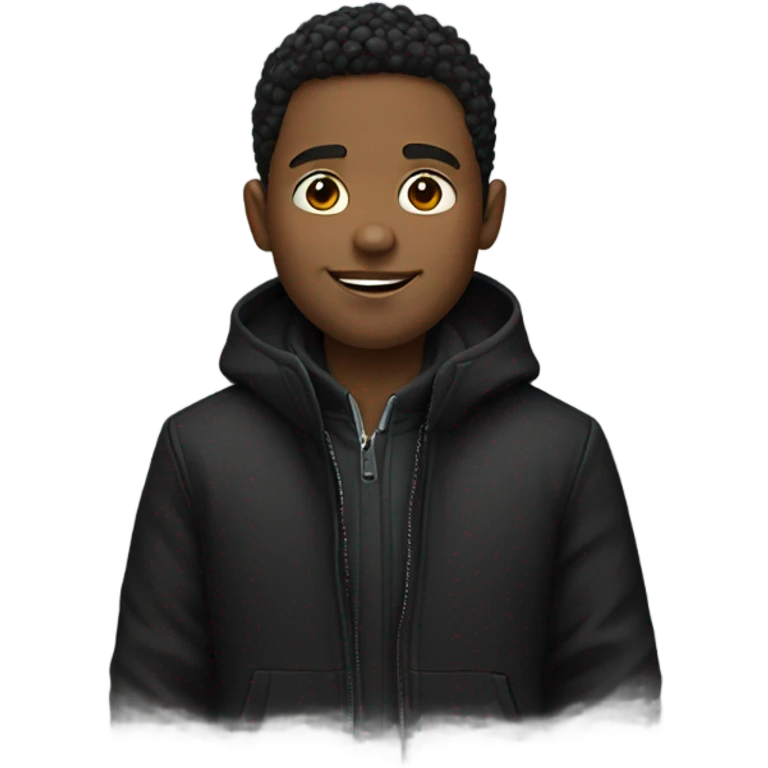 smiling boy in black jacket emoji