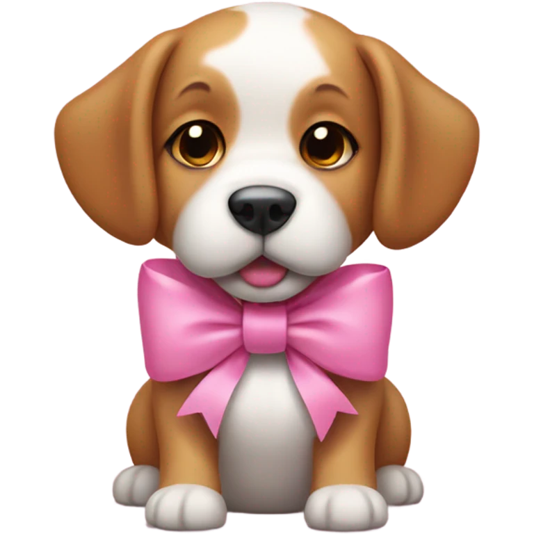 Cute dog with a pink bow on its head emoji