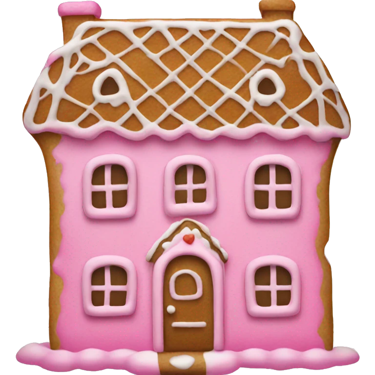 A pink gingerbread house emoji