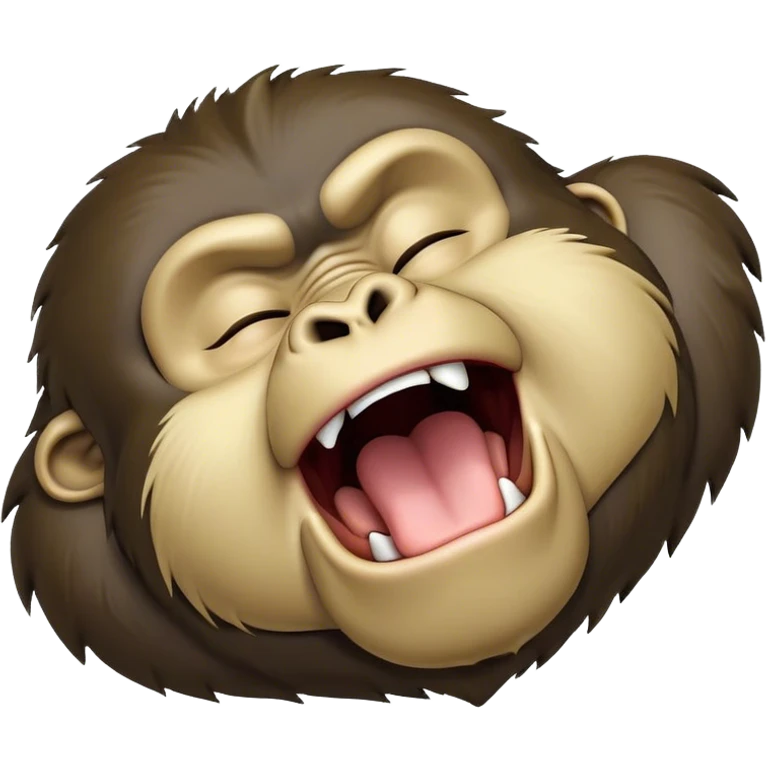 Cinematic Cute Yawning Gorilla Portrait Emoji, Head tilted slightly with a dramatic, wide-open yawn, showcasing a thick, velvety Fur with drowsy, half-closed eyes and a relaxed, open expression, Simplified yet irresistibly adorable features, highly detailed, glowing with a soft, cozy jungle glow, high shine, relaxed yet expressive, stylized with a dash of whimsical primate charm, soft glowing outline, capturing the essence of a drowsy yet affectionate guardian that appears ready to stretch out for a nap! emoji