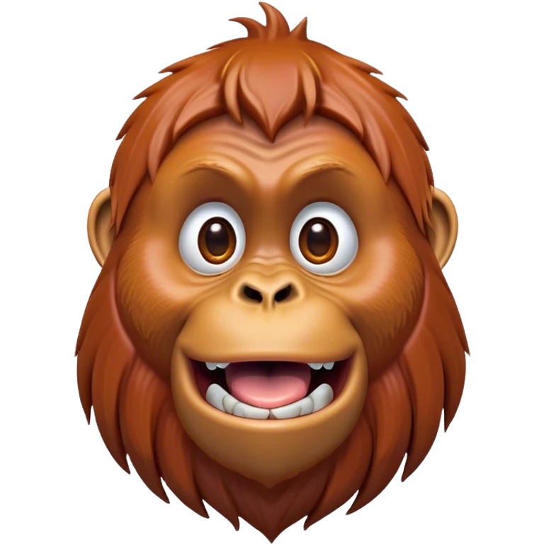 Cinematic Comical Orangutan Portrait Emoji, Head tilted dramatically with an exaggeratedly shocked expression, featuring a robust, animated face with wide, comically expressive eyes full of humorous disbelief, Simplified yet hilariously expressive features, highly detailed, glowing with a slightly sassy glow, high shine, dramatic yet playful, stylized with an air of quirky jungle attitude, soft glowing outline, capturing the essence of a meme-worthy orangutan that looks ready to side-eye its way into viral fame! emoji