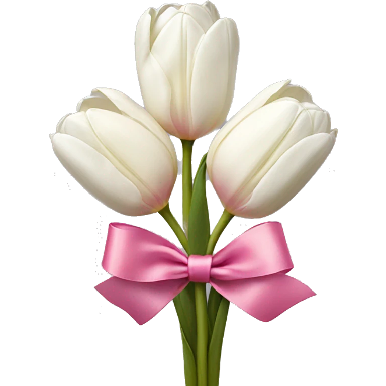 white tulips with pink ribbon  emoji
