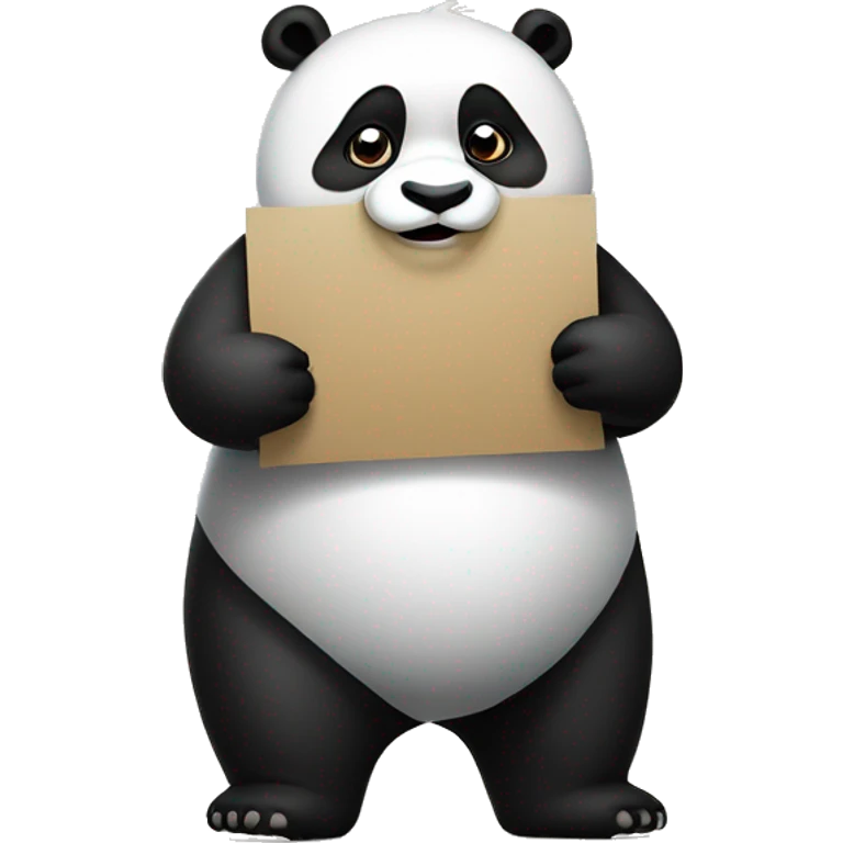 A fat panda holding a sign that says SAD emoji