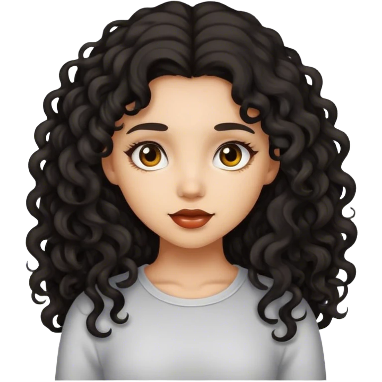 Girl with dark long curly hair emoji