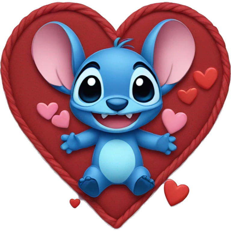 Stitch surrounded by hearts  emoji