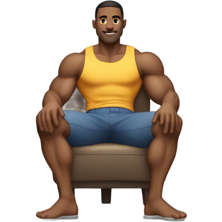 muscular male relaxing indoors emoji