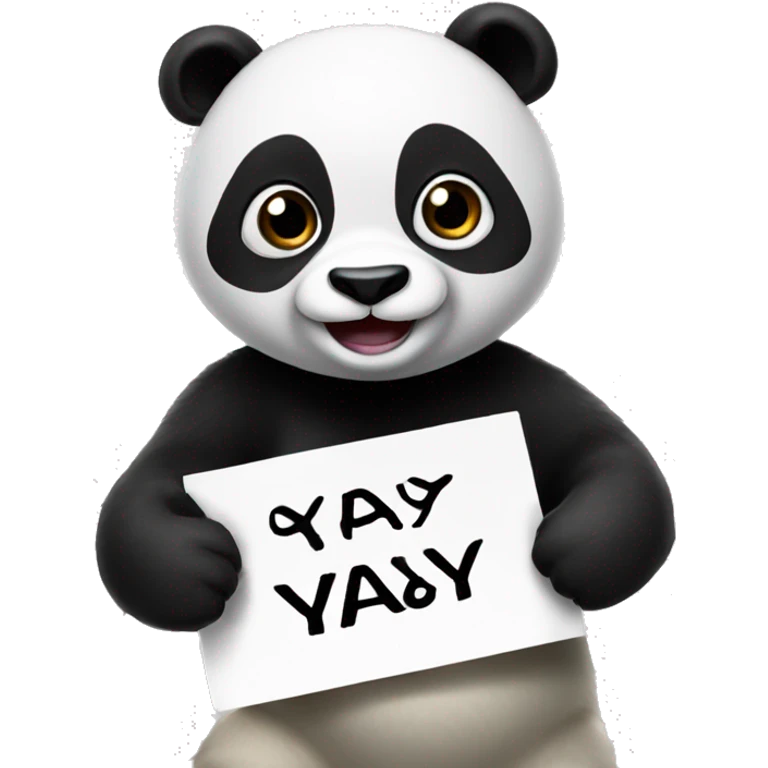 Panda holding a sign that says YAYY emoji