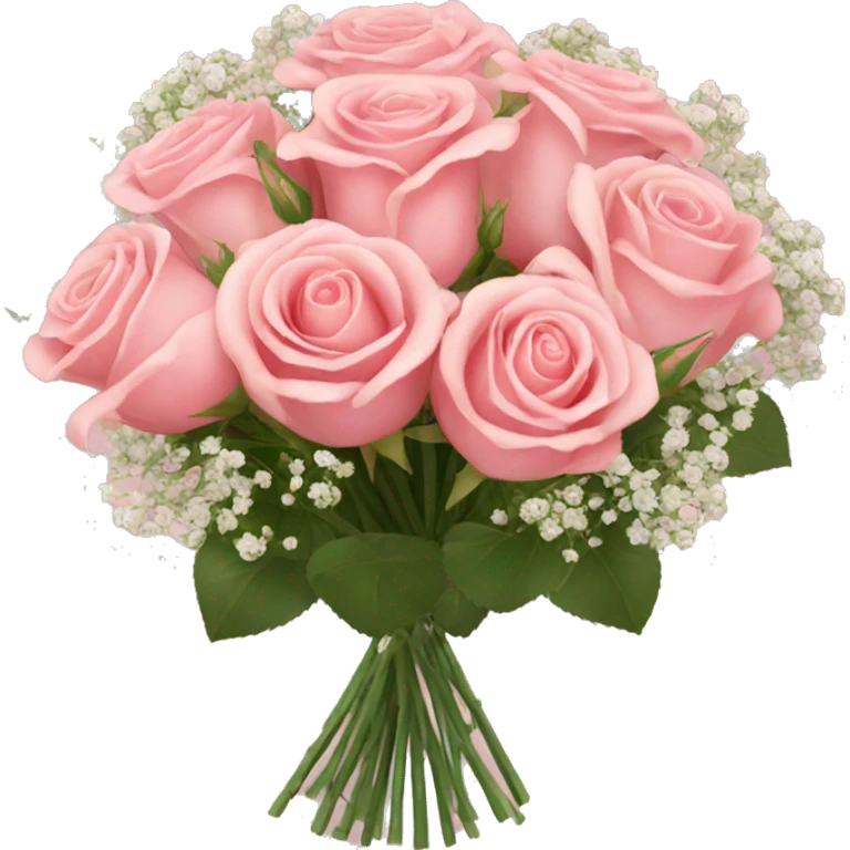 Rose bouquet with babies breath emoji