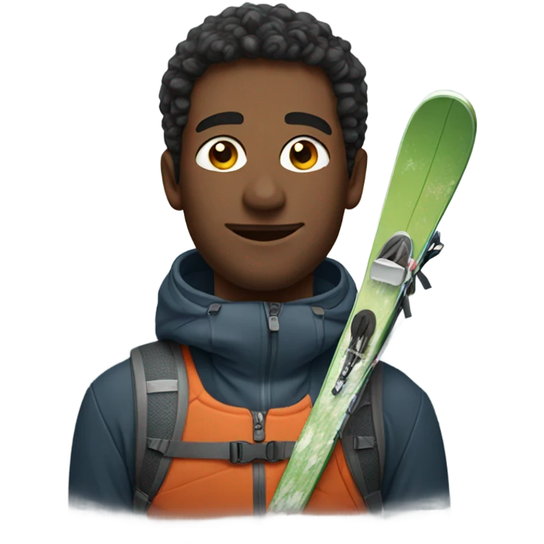 male portrait in nature with skis emoji