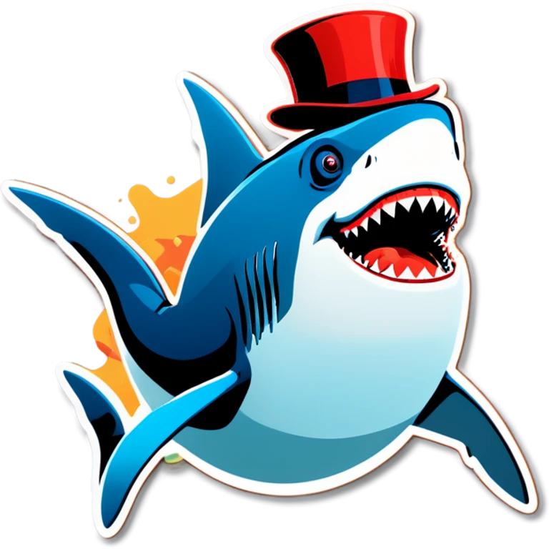 Shark with a top hat emoji
