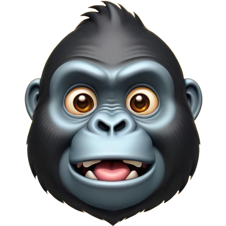 Cinematic Comical Gorilla Portrait Emoji, Head tilted dramatically with an exaggeratedly shocked expression, featuring a robust build with wide, comically expressive eyes full of humorous disbelief, Simplified yet hilariously expressive features, highly detailed, glowing with a slightly sassy jungle glow, high shine, dramatic yet playful, stylized with an air of quirky primate attitude, soft glowing outline, capturing the essence of a meme-worthy gorilla that appears ready to side-eye its way into viral fame! emoji