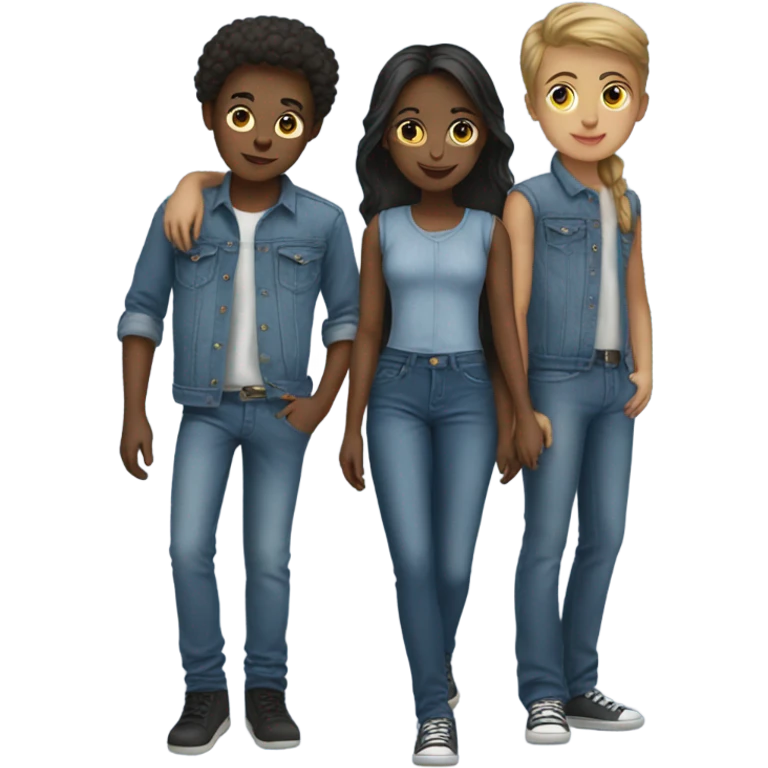 girl with boys in denim emoji