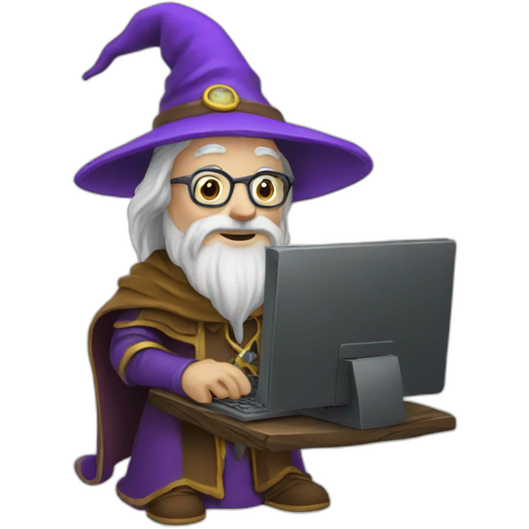 wizard showing his computer emoji