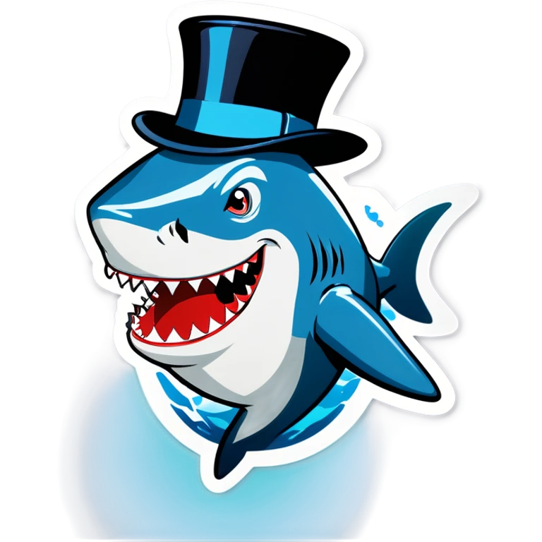 Shark with a top hat emoji