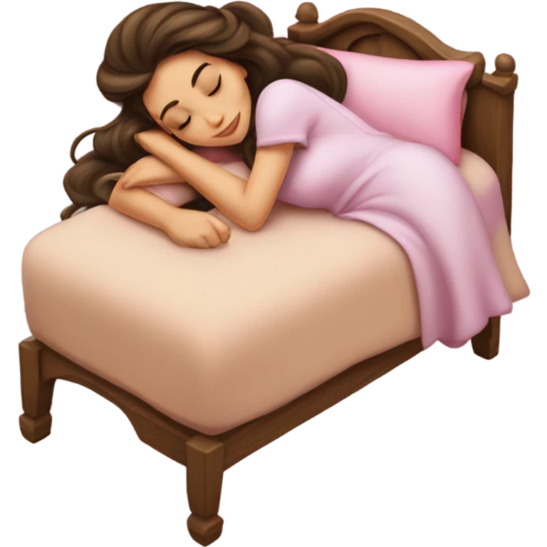 Sleeping brunette beauty princess Disney, bed emoji