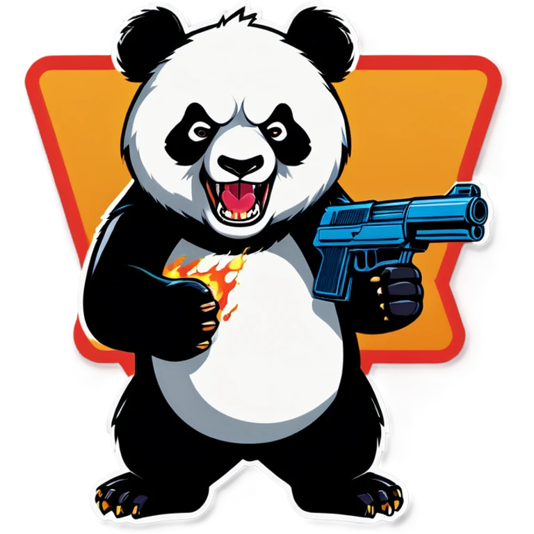 Angry Panda holding a gun emoji