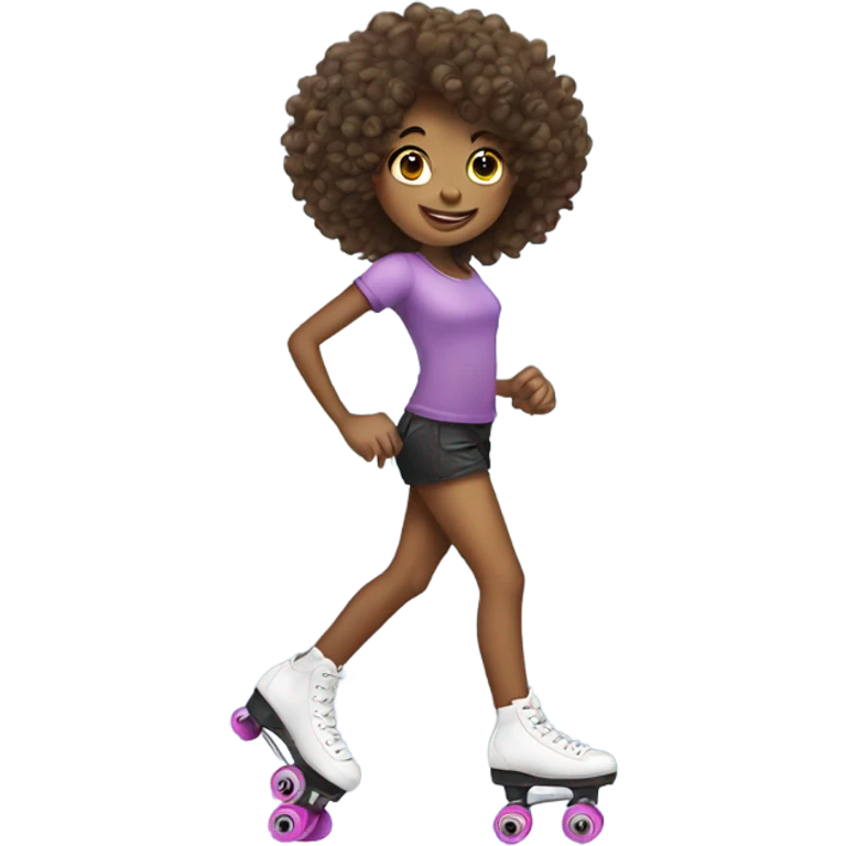 girl with curly hair roller skating emoji