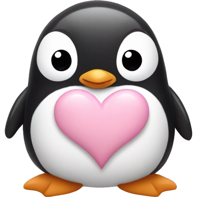 Penguin with light pink hearts emoji