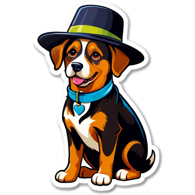 A dog with a hat emoji