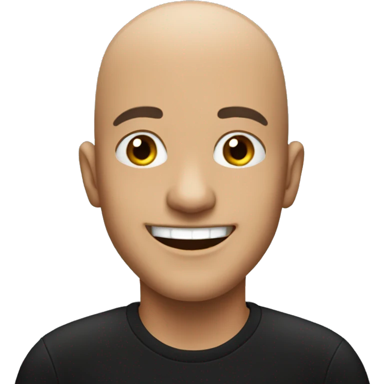 bald man in black shirt smiling  emoji