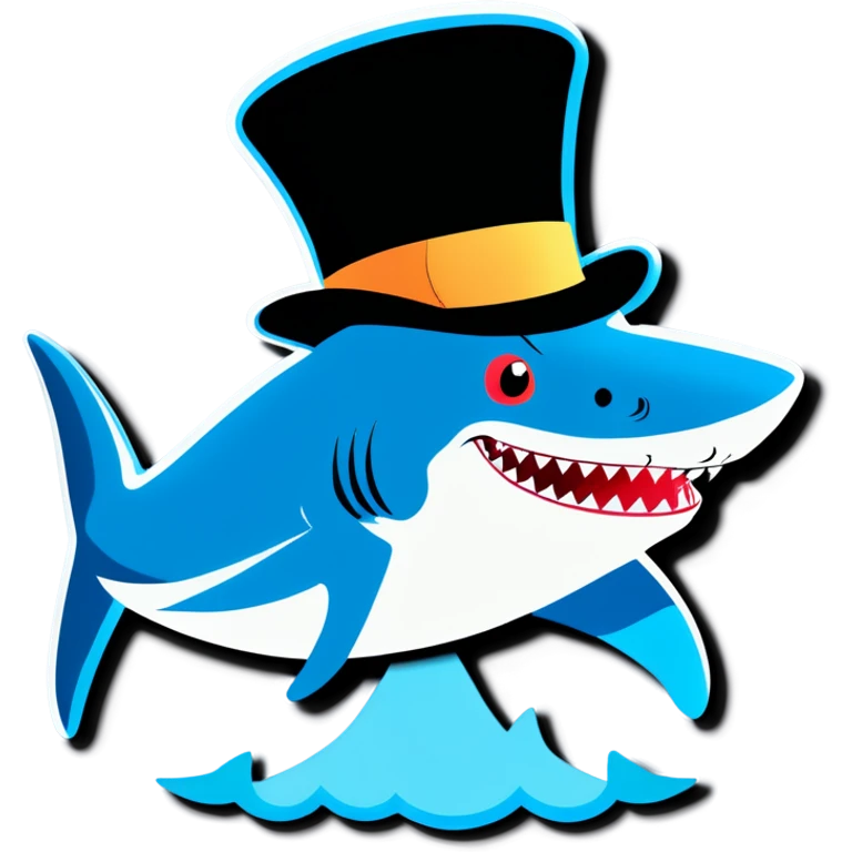 Shark with a top hat emoji