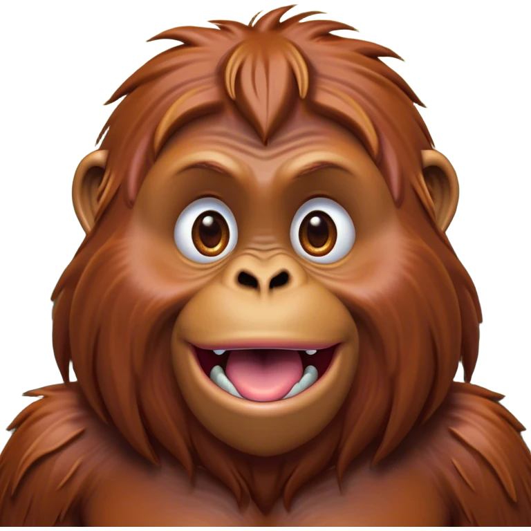 Cinematic Comical Orangutan Portrait Emoji, Head tilted dramatically with an exaggeratedly shocked expression, featuring a robust, animated face with wide, comically expressive eyes full of humorous disbelief, Simplified yet hilariously expressive features, highly detailed, glowing with a slightly sassy glow, high shine, dramatic yet playful, stylized with an air of quirky jungle attitude, soft glowing outline, capturing the essence of a meme-worthy orangutan that looks ready to side-eye its way into viral fame! emoji