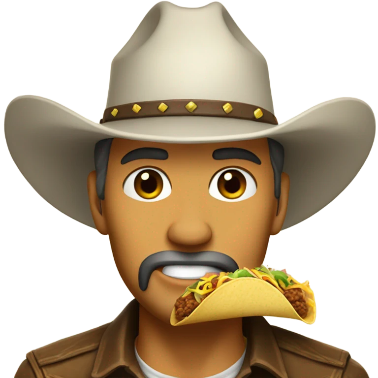 White Cowboy eating a taco emoji