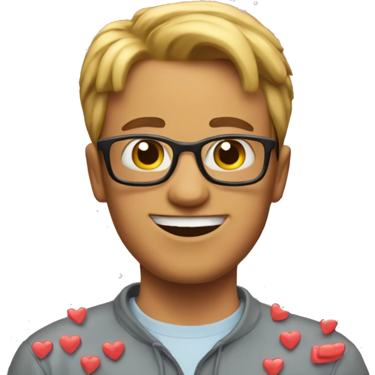 Nerd surrounded by love hearts  emoji