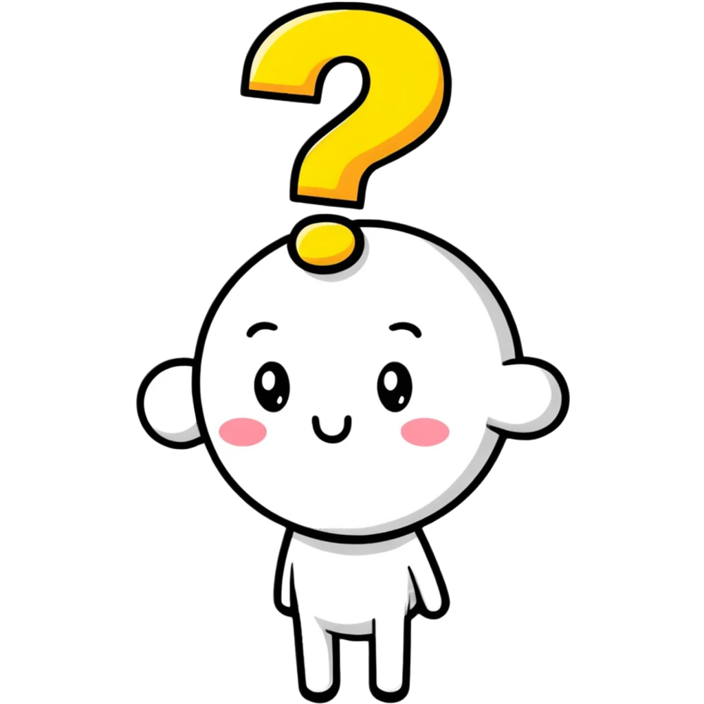 cute thinking character with question marks emoji