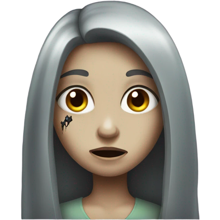 girl zombie with dark long hair emoji