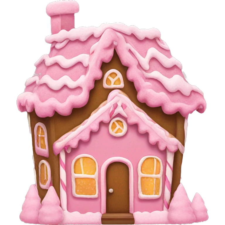 A pink gingerbread house emoji